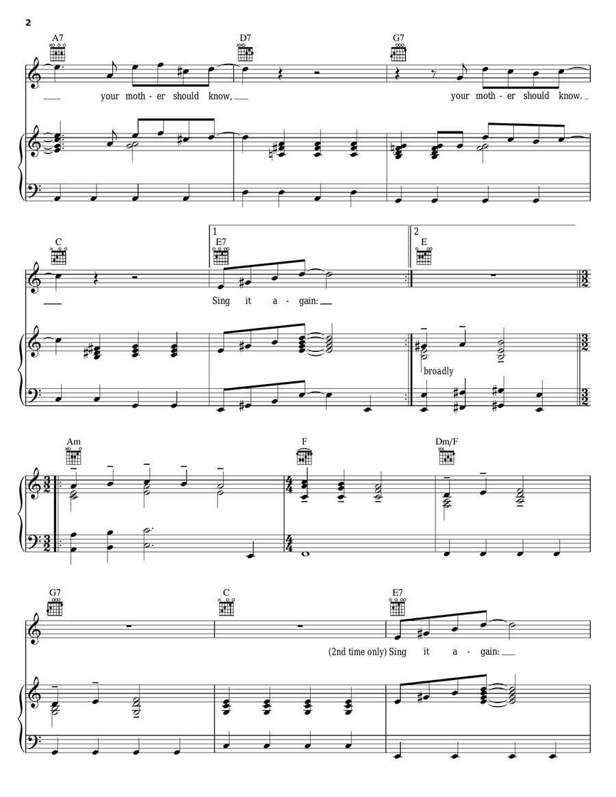 Your Mother Should Know Piano, Vocal, Guitar scores gallery preview page 2