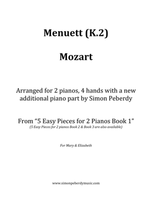 Book cover for Menuett / Minuet (W A Mozart) in a new, easy arrangement for 2 pianos by Simon Peberdy