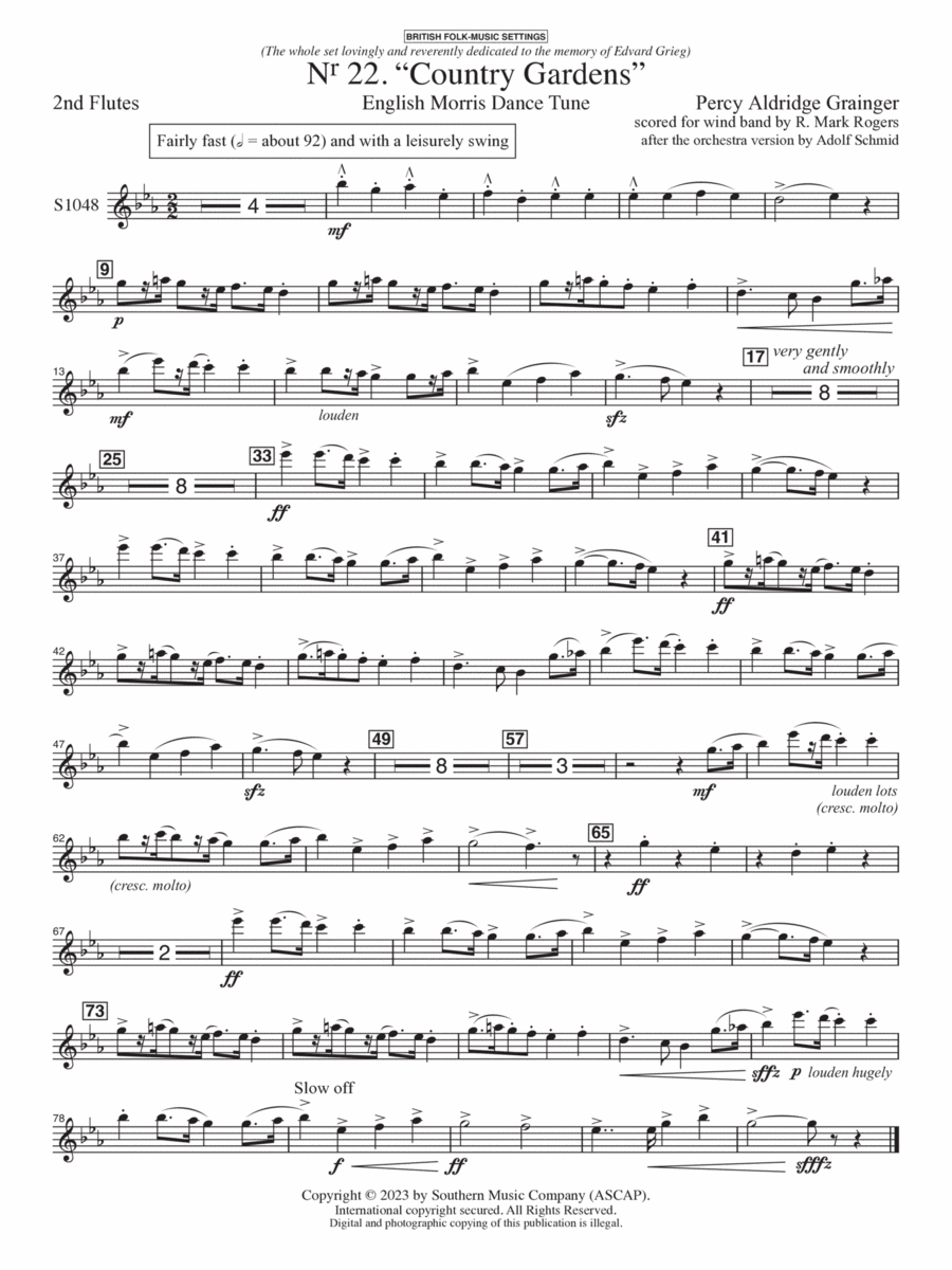 Country Gardens for Symphonic Band - Flute 2 Concert Band scores gallery preview page 1