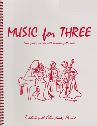 Book cover for Music for Three, Christmas - String Trio (Violin, Viola, Cello - Set of 3 Parts)