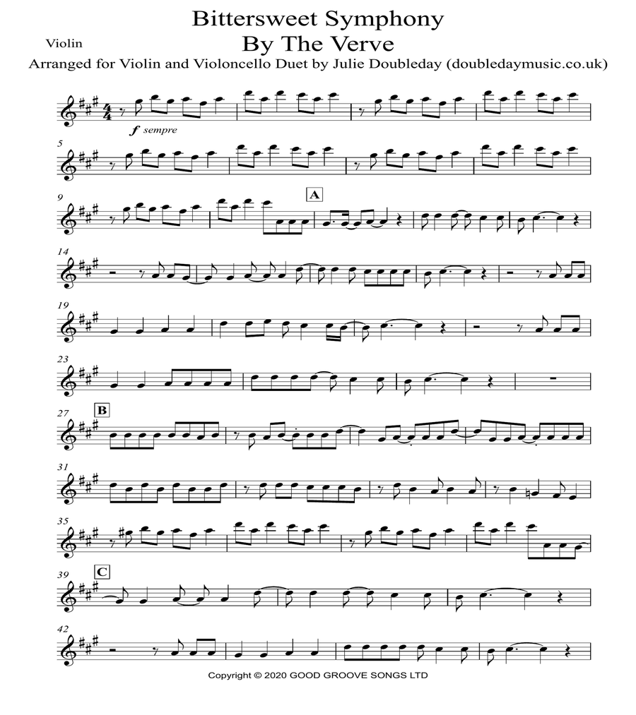 Bittersweet Symphony String Duet scores gallery preview page 6