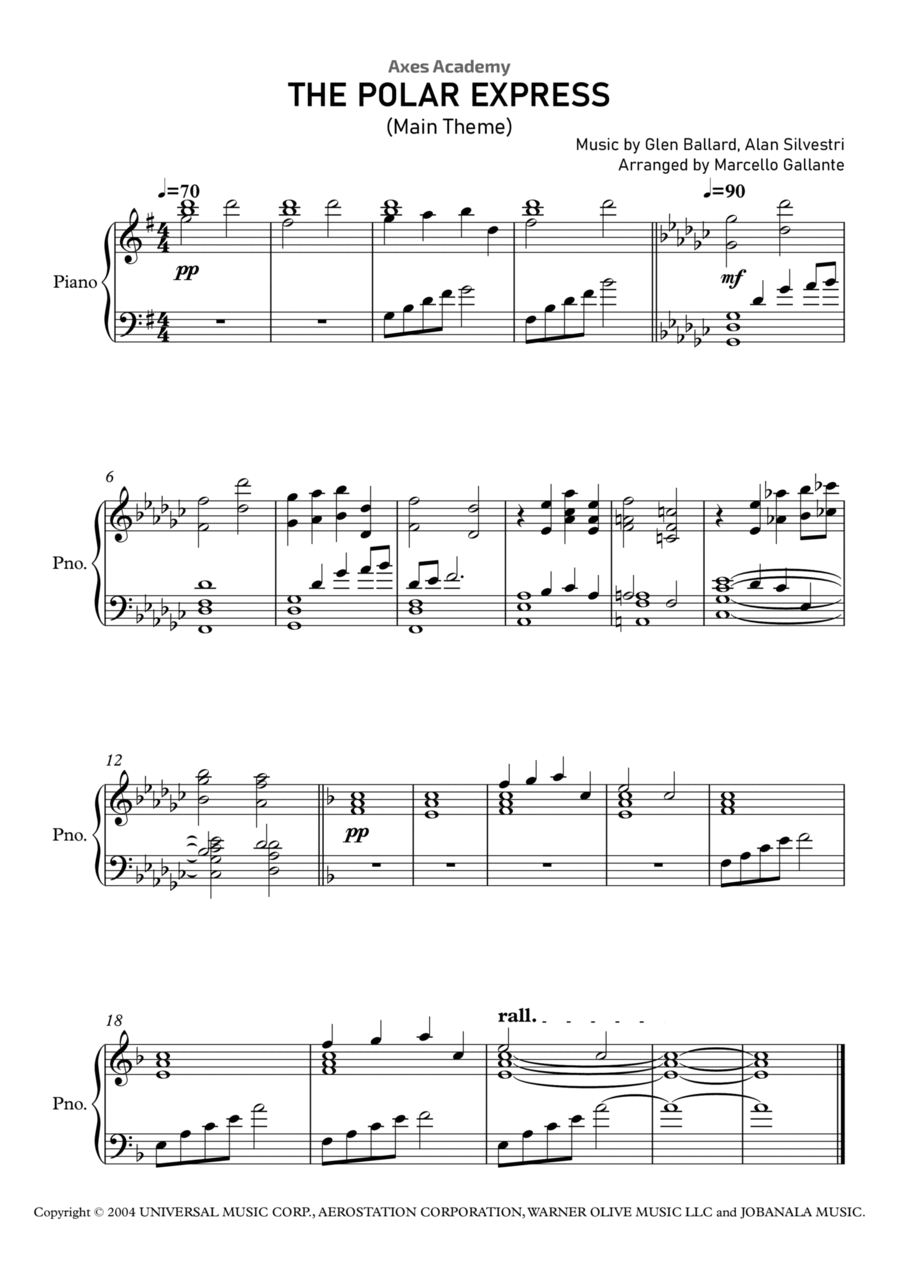 The Polar Express Piano Solo scores gallery preview page 1