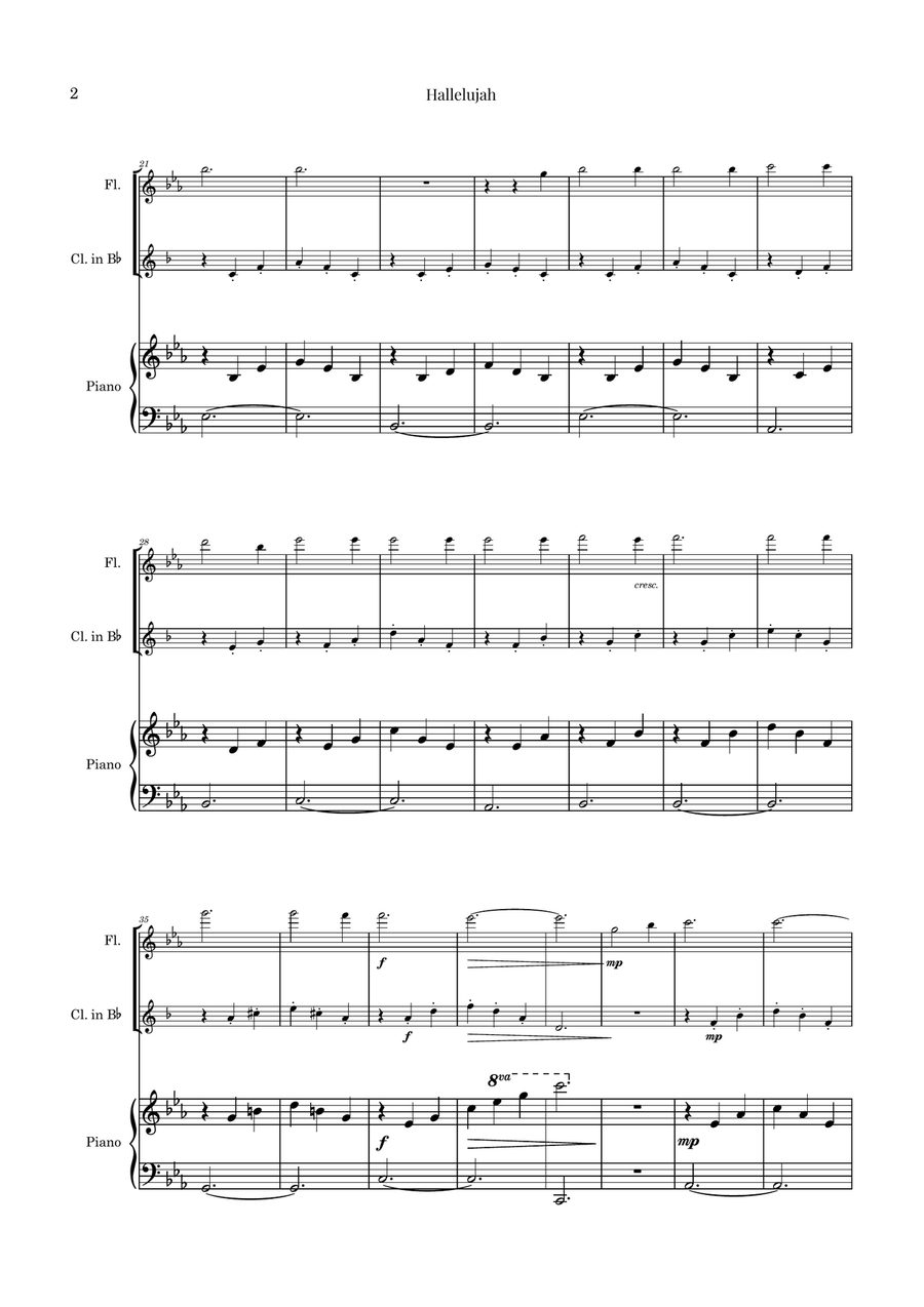 Hallelujah Woodwind Duet scores gallery preview page 2
