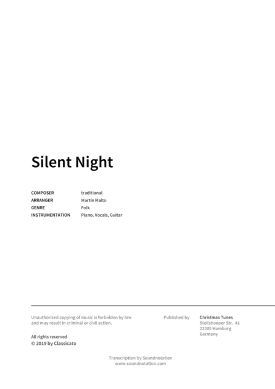Silent Night Piano, Vocal, Guitar scores gallery preview page 2