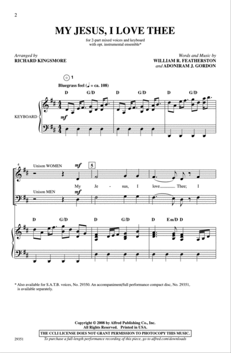 My Jesus, I Love Thee 2-Part scores gallery preview page 2