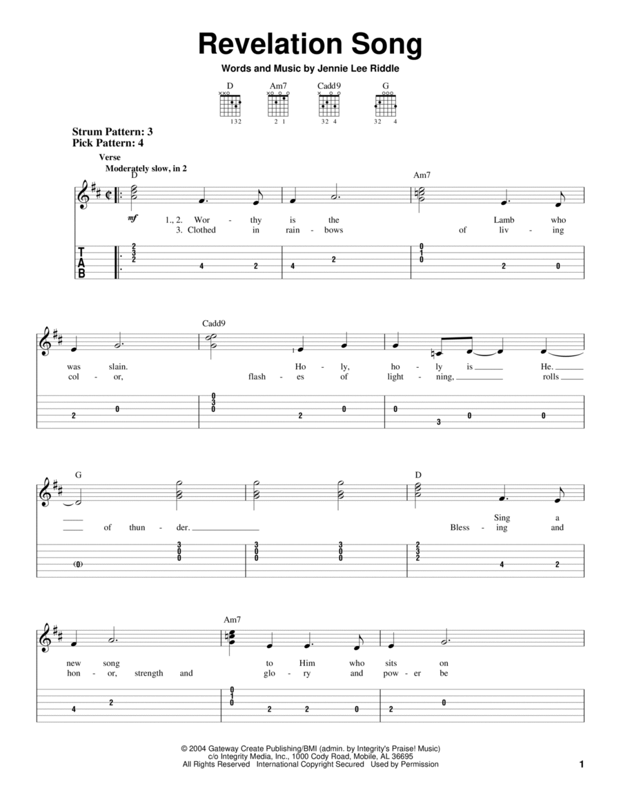 Revelation Song Revelation Song Guitar Tablature scores gallery preview page 1