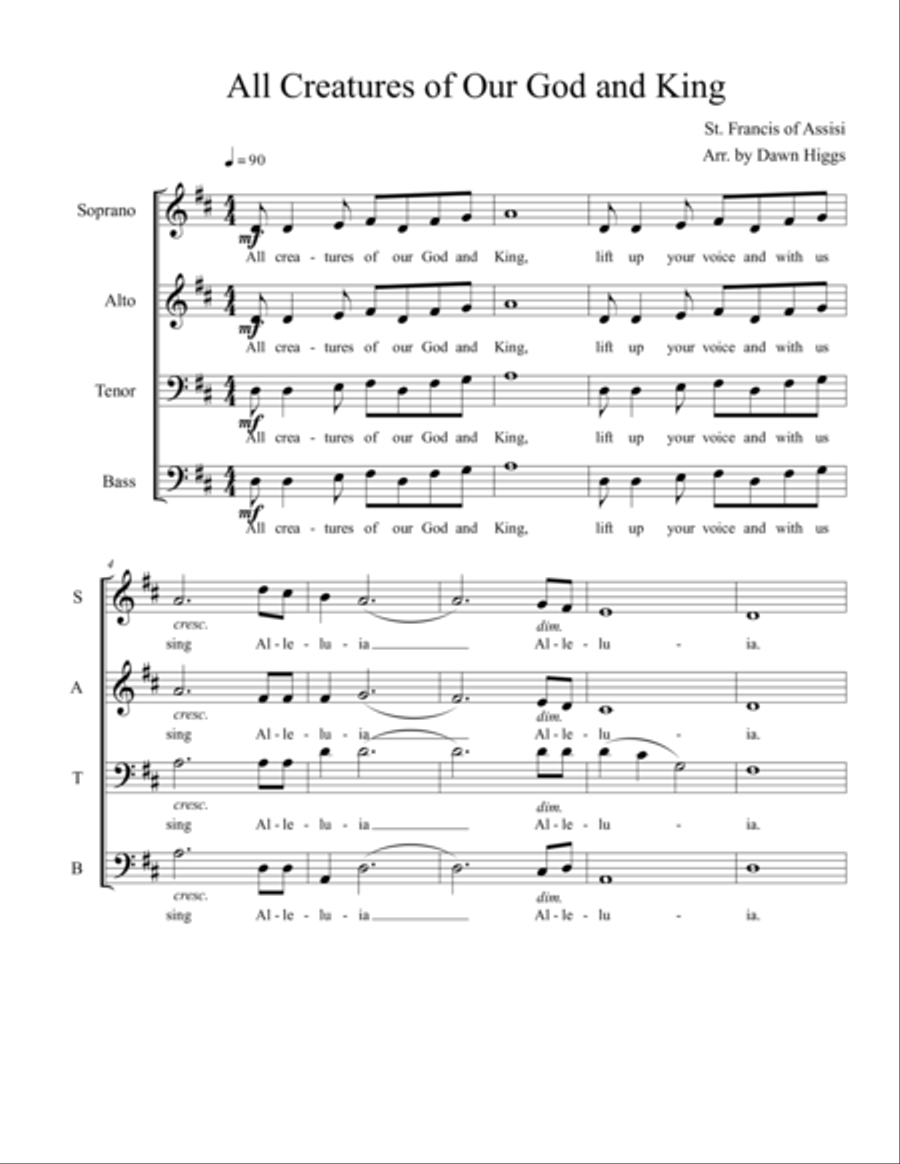 All Creatures of Our God and King 4-Part scores gallery preview page 1