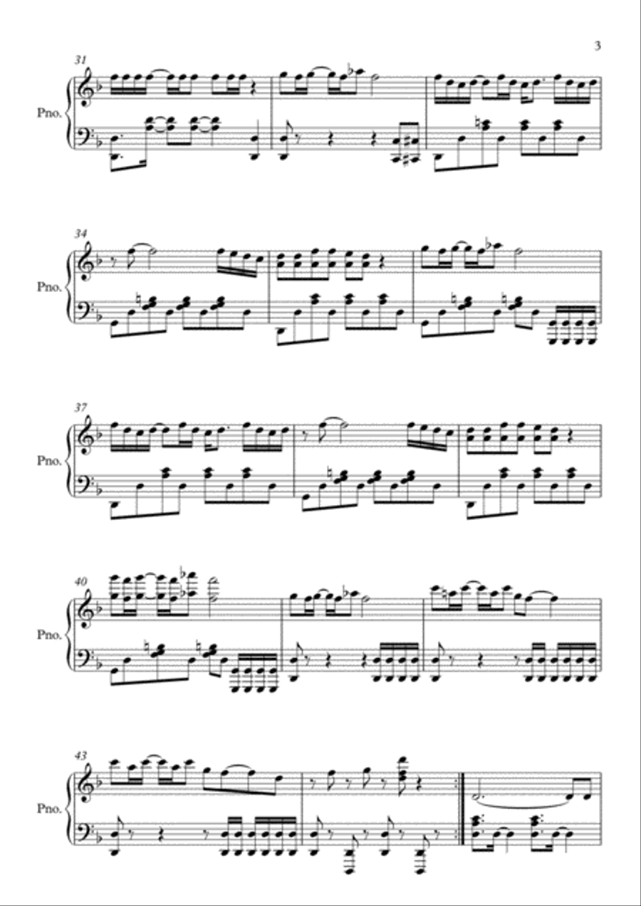 Uptown Funk Piano Solo scores gallery preview page 3