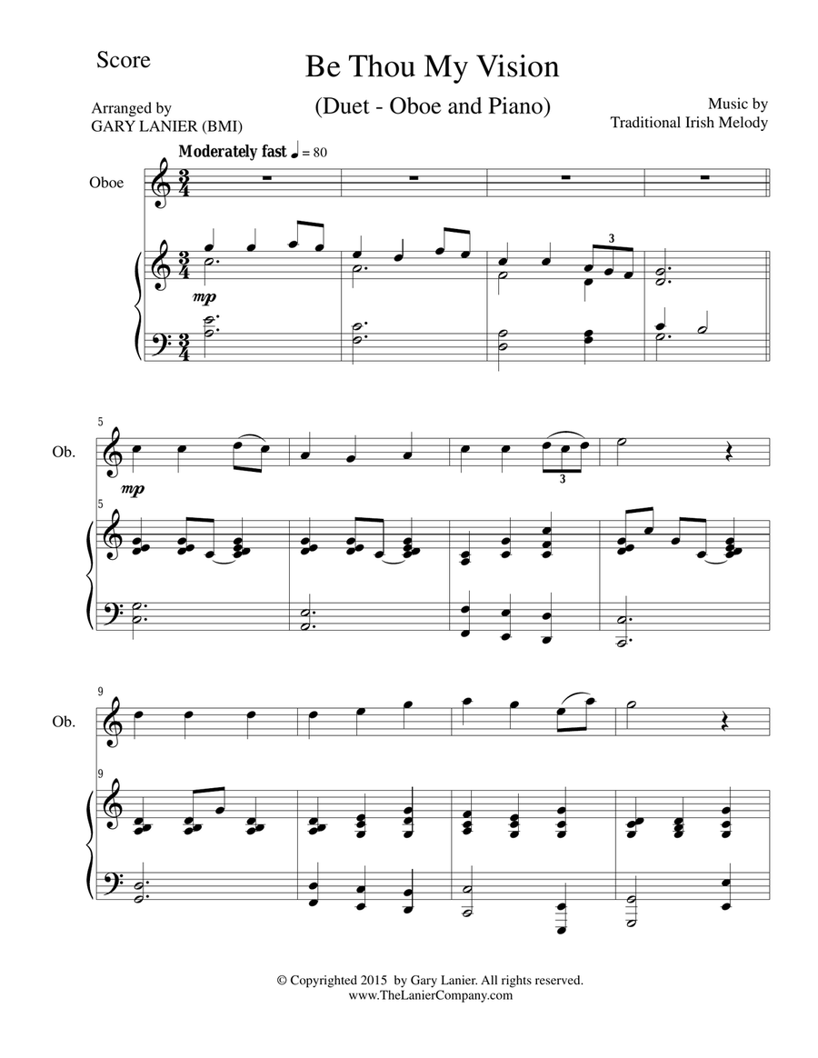 BE THOU MY VISION (Duet – Oboe and Piano/Score and Parts) Woodwind Duet scores gallery preview page 1