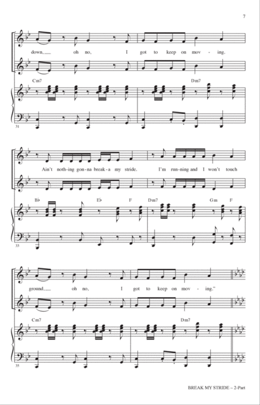Break My Stride (arr. Mark Brymer) 2-Part scores gallery preview page 6