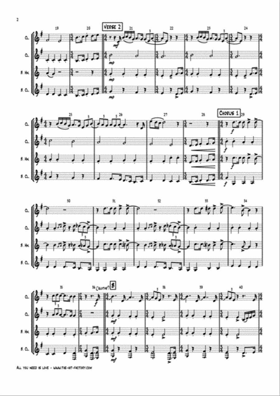 All You Need Is Love All You Need Is Love Woodwind Ensemble scores gallery preview page 2