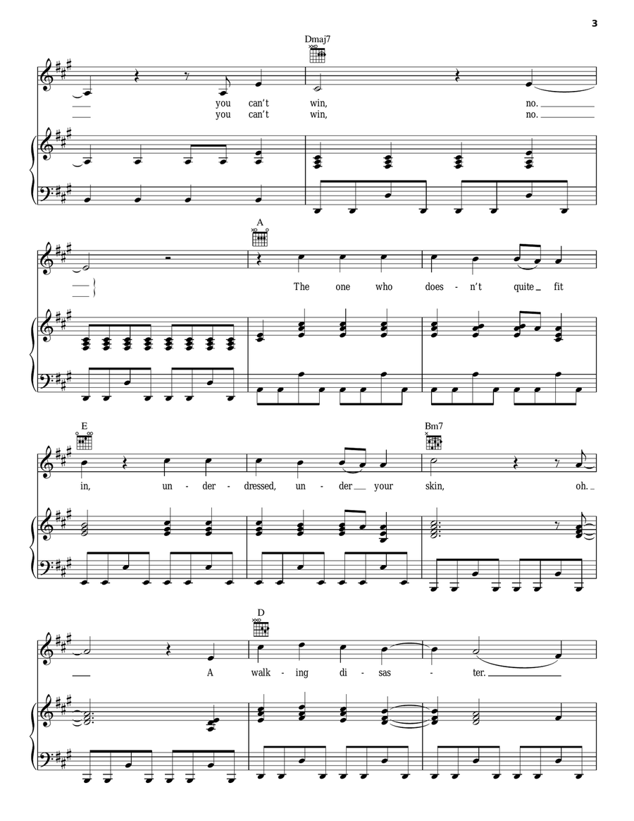 You Can't Win You Can't Win Piano, Vocal, Guitar scores gallery preview page 3