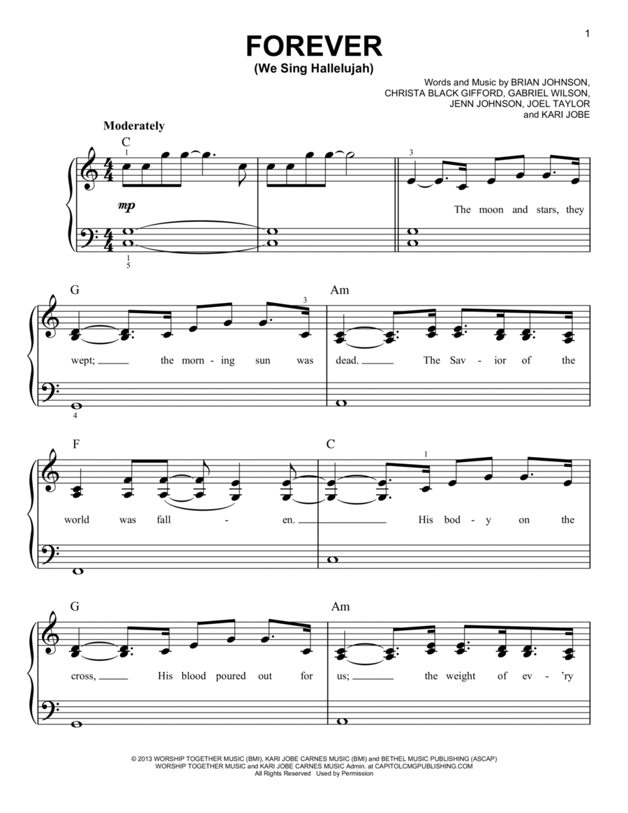 Forever (We Sing Hallelujah) Easy Piano scores gallery preview page 1
