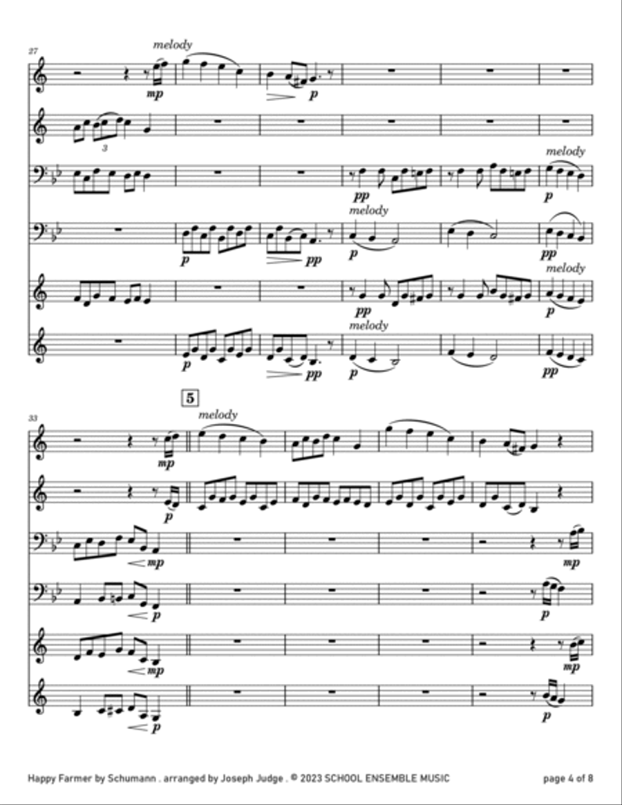 Happy Farmer by Schumann for Brass Quartet in Schools Brass Quartet scores gallery preview page 4
