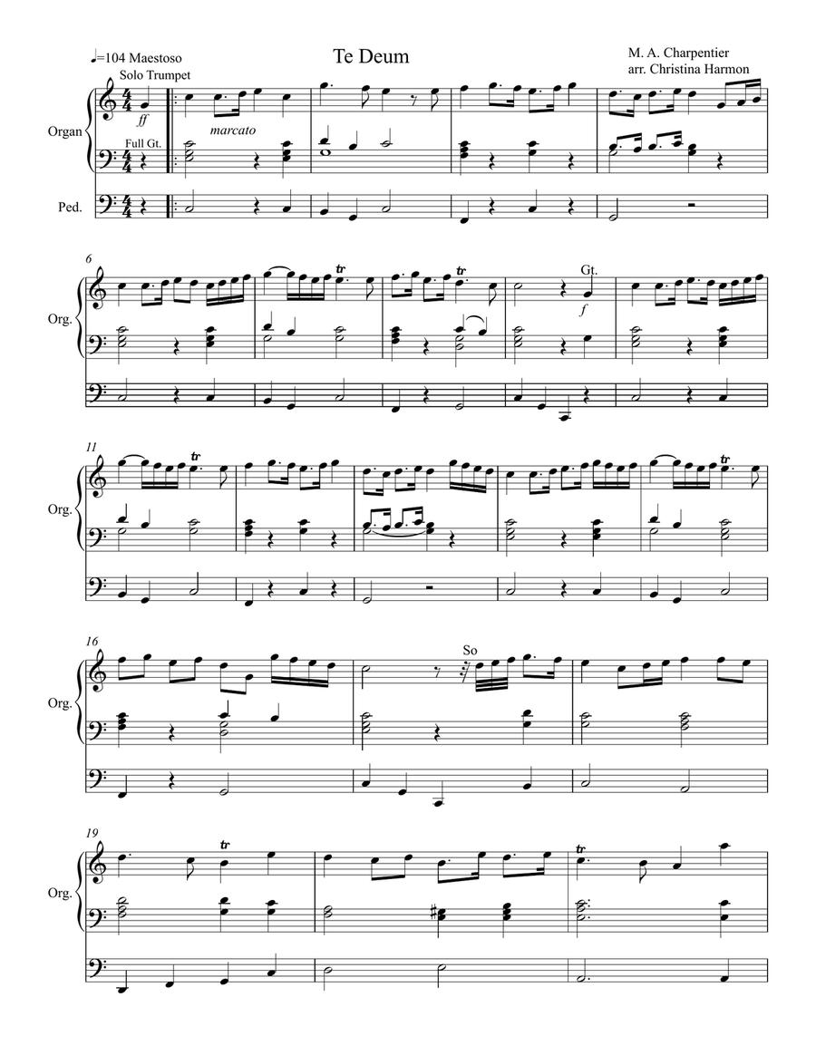 Te Deum, Charpentier - Organ Organ Solo scores gallery preview page 2