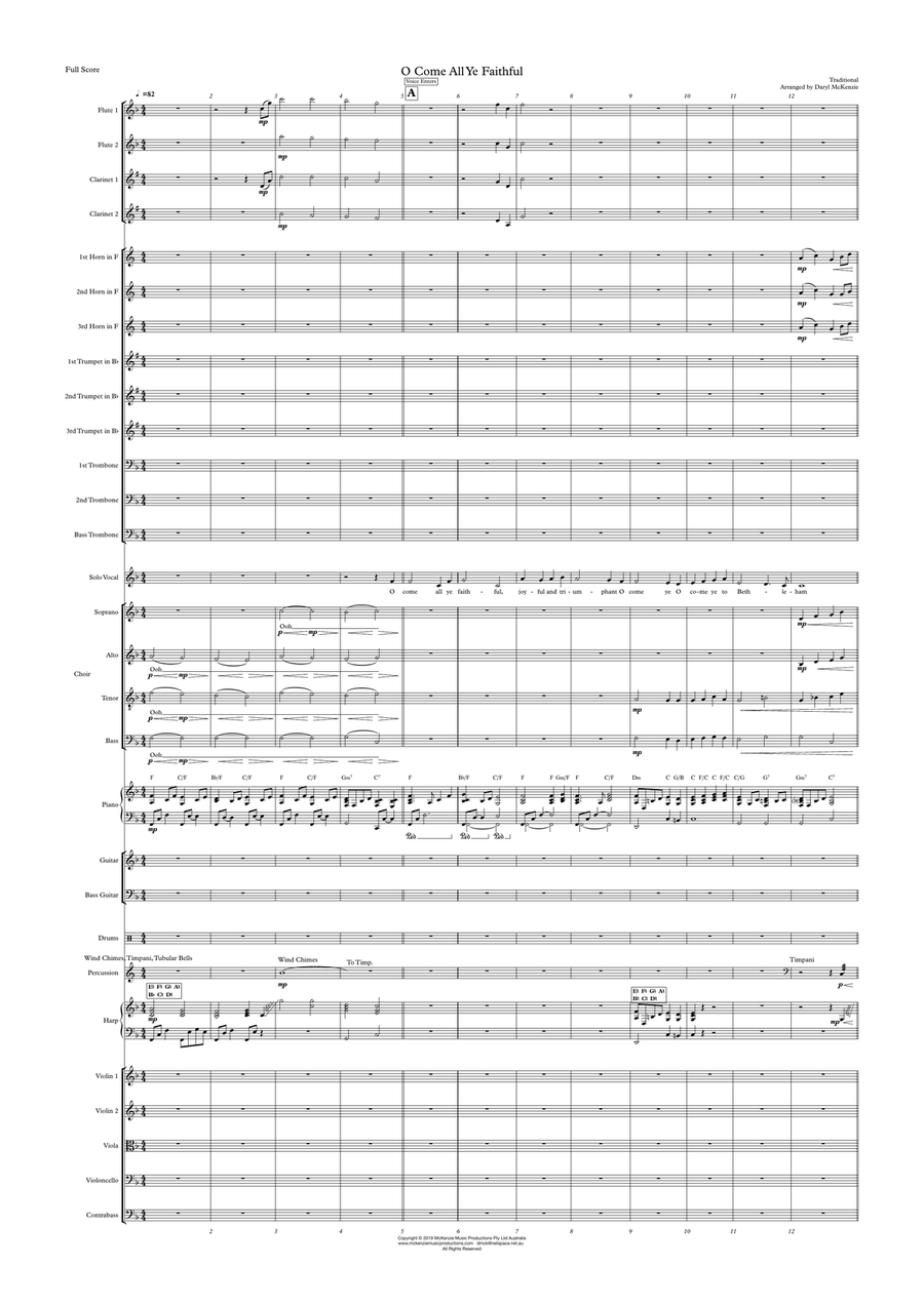 O Come All Ye Faithful (Adeste Fideles) - Female vocal with Choir and Pops Orchestra, Key of F to G Choir scores gallery preview page 1