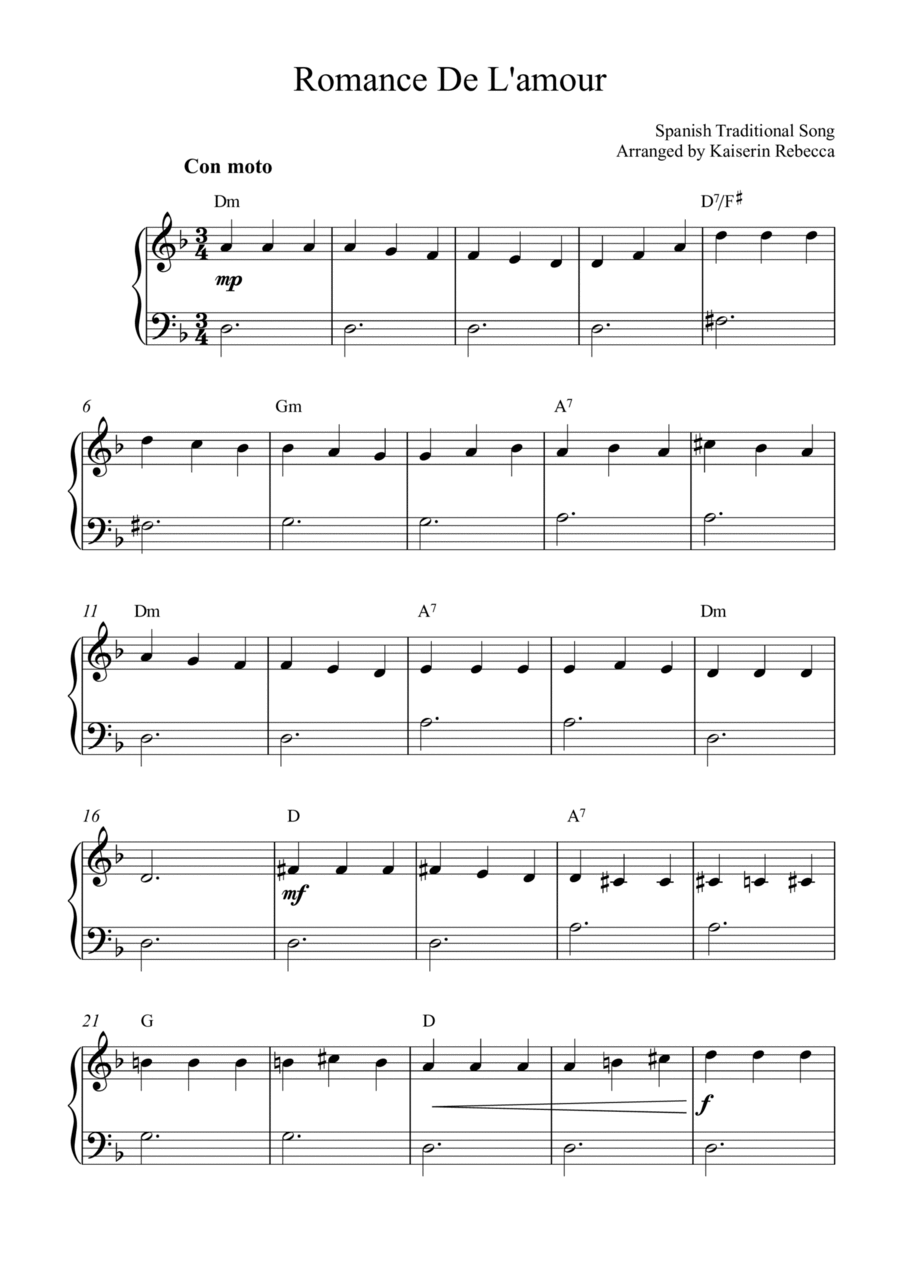 Romance De L'amour Piano Method scores gallery preview page 1