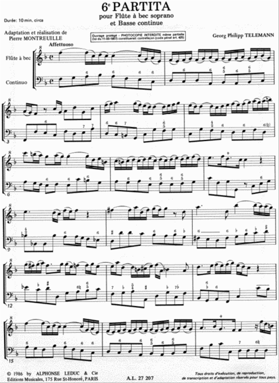 Partita No.6 (recorder & Continuo) Recorder scores gallery preview page 2