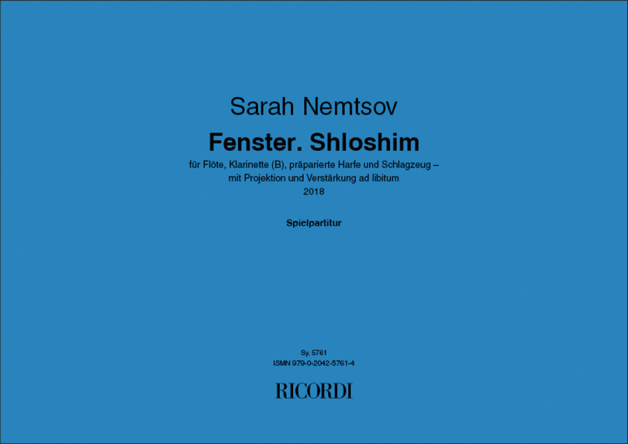 Fenster. Shloshim Fenster. Shloshim Clarinet scores gallery preview page 1