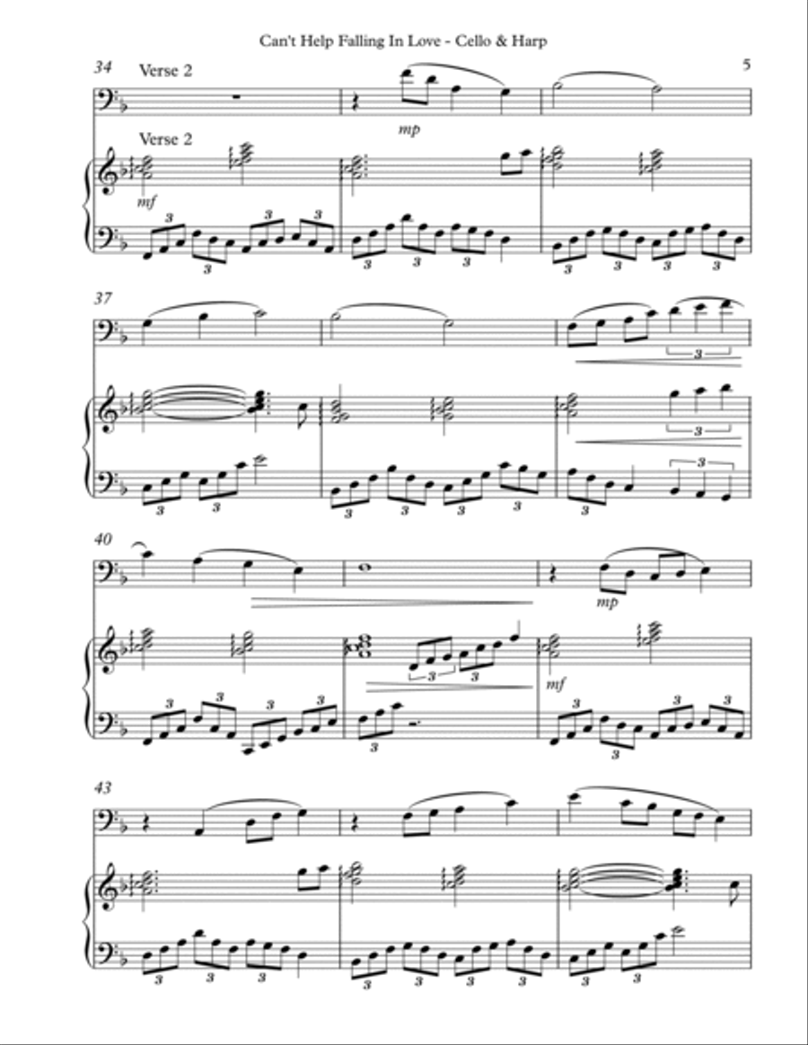 Can't Help Falling In Love String Duet scores gallery preview page 5