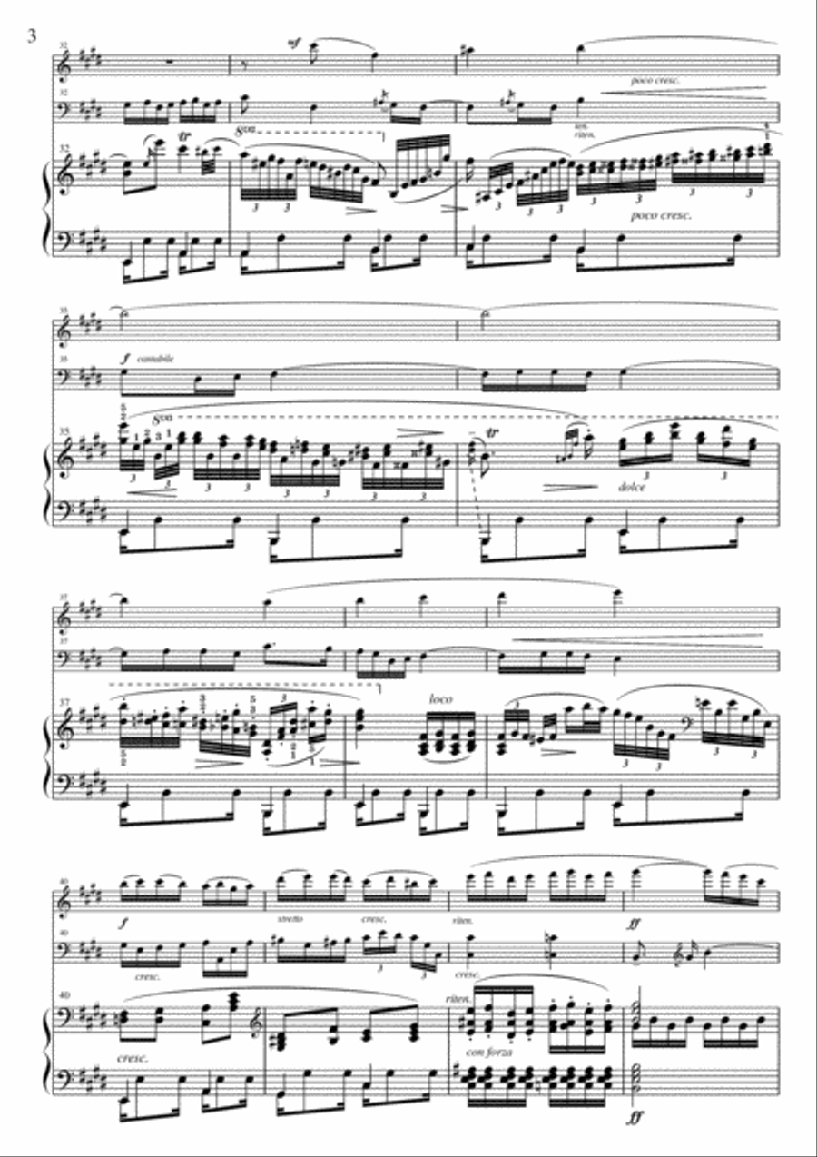 Chopin Etude op.10-3 for Trio (Violin,Cello & Piano) arr. by Naoko Hayakawa Piano Trio scores gallery preview page 4