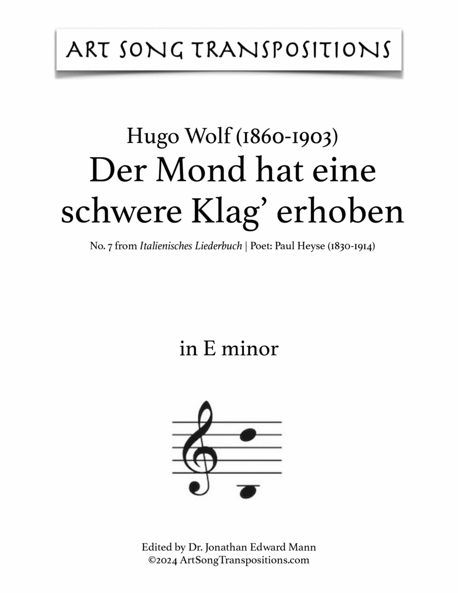 WOLF: Der Mond hat eine schwere Klag' erhoben (transposed to E minor) Voice scores gallery preview page 1