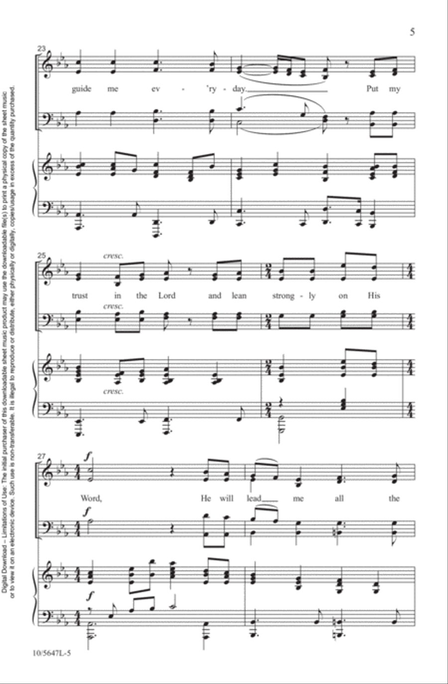 Jesus Leads Me All the Way 4-Part scores gallery preview page 5
