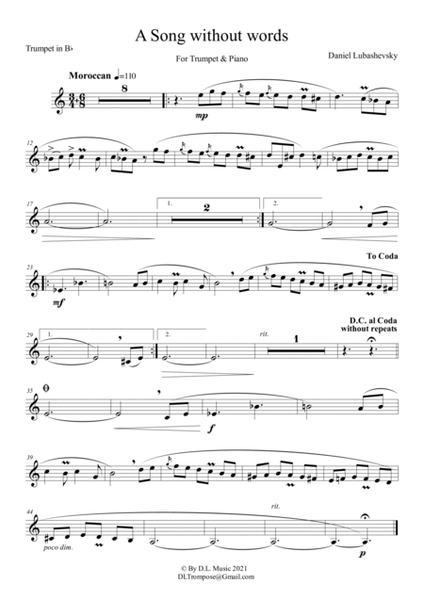 A Song Without Words for Trumpet and Piano image number null