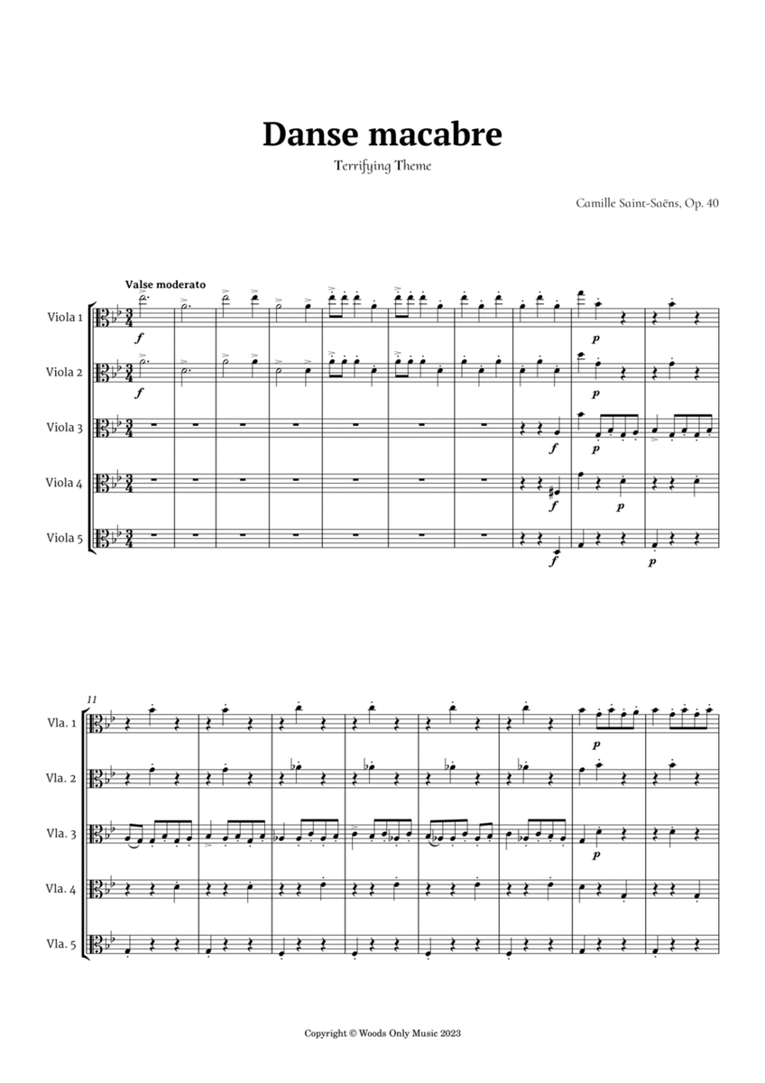 Danse Macabre by Camille Saint-Saens for Viola Quintet image number null