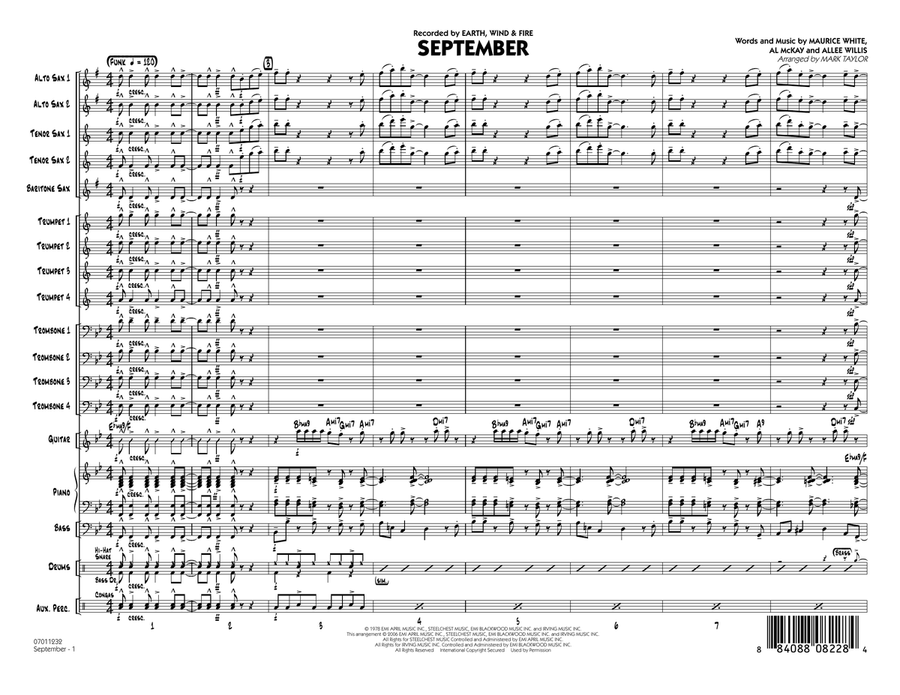 September (arr. Mark Taylor) - Conductor Score (Full Score) Jazz Ensemble scores gallery preview page 1