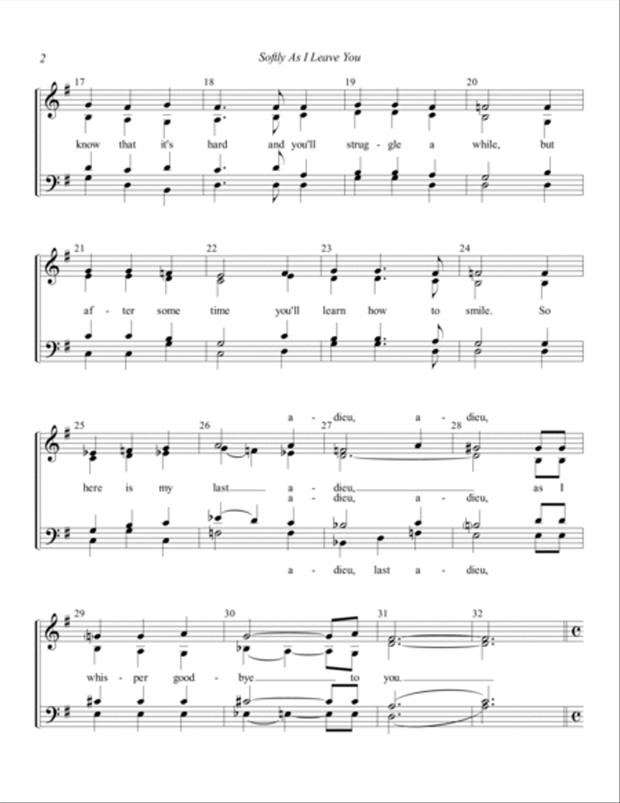 Softly As I Leave You Softly As I Leave You 4-Part scores gallery preview page 2