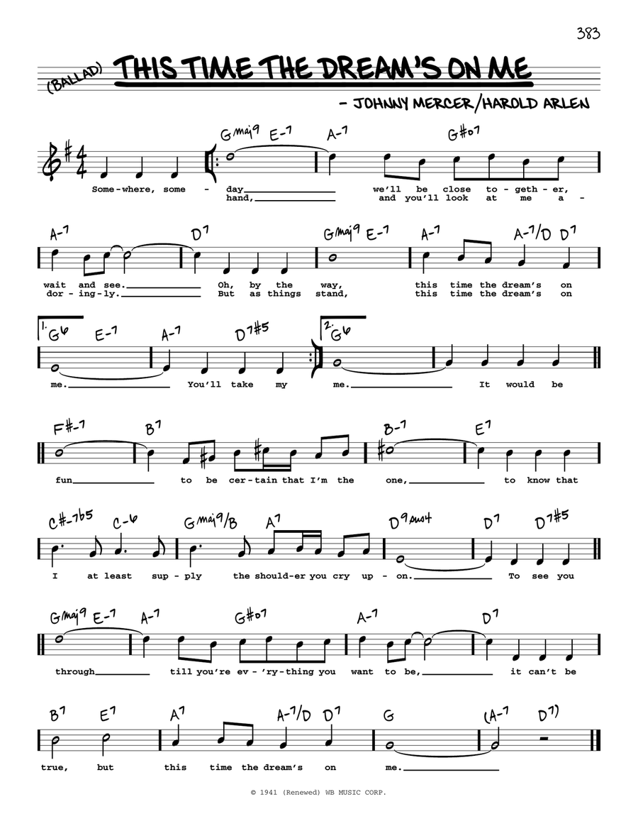 This Time The Dream's On Me (High Voice) High Voice scores gallery preview page 1