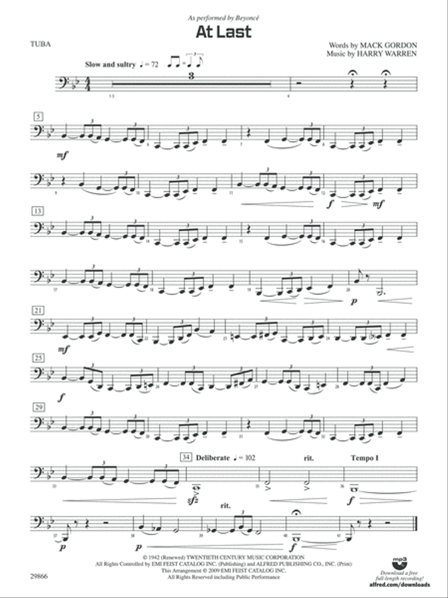 At Last: Tuba At Last: Tuba Concert Band scores gallery preview page 1