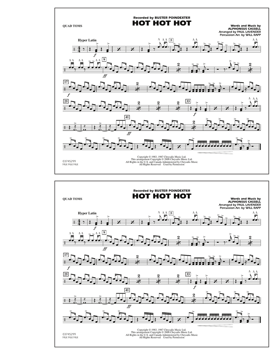 Hot Hot Hot - Quad Toms Marching Band scores gallery preview page 1