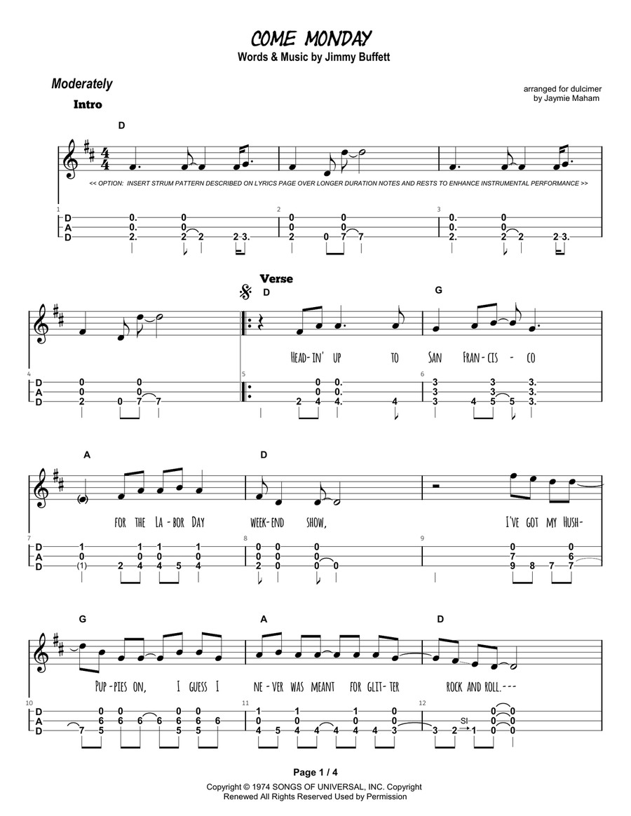 Come Monday Dulcimer scores gallery preview page 2