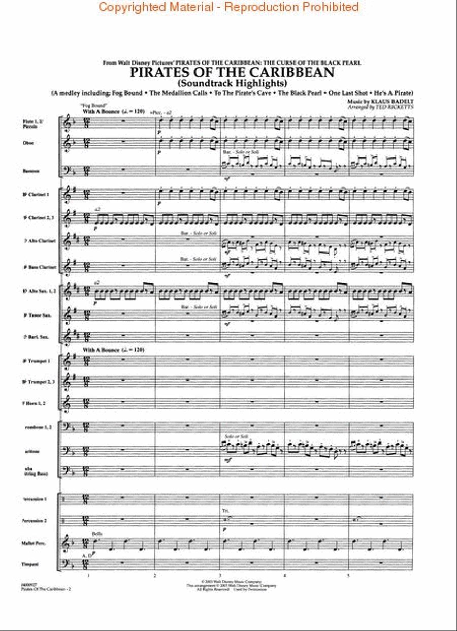 Pirates of the Caribbean (Soundtrack Highlights) Concert Band scores gallery preview page 2