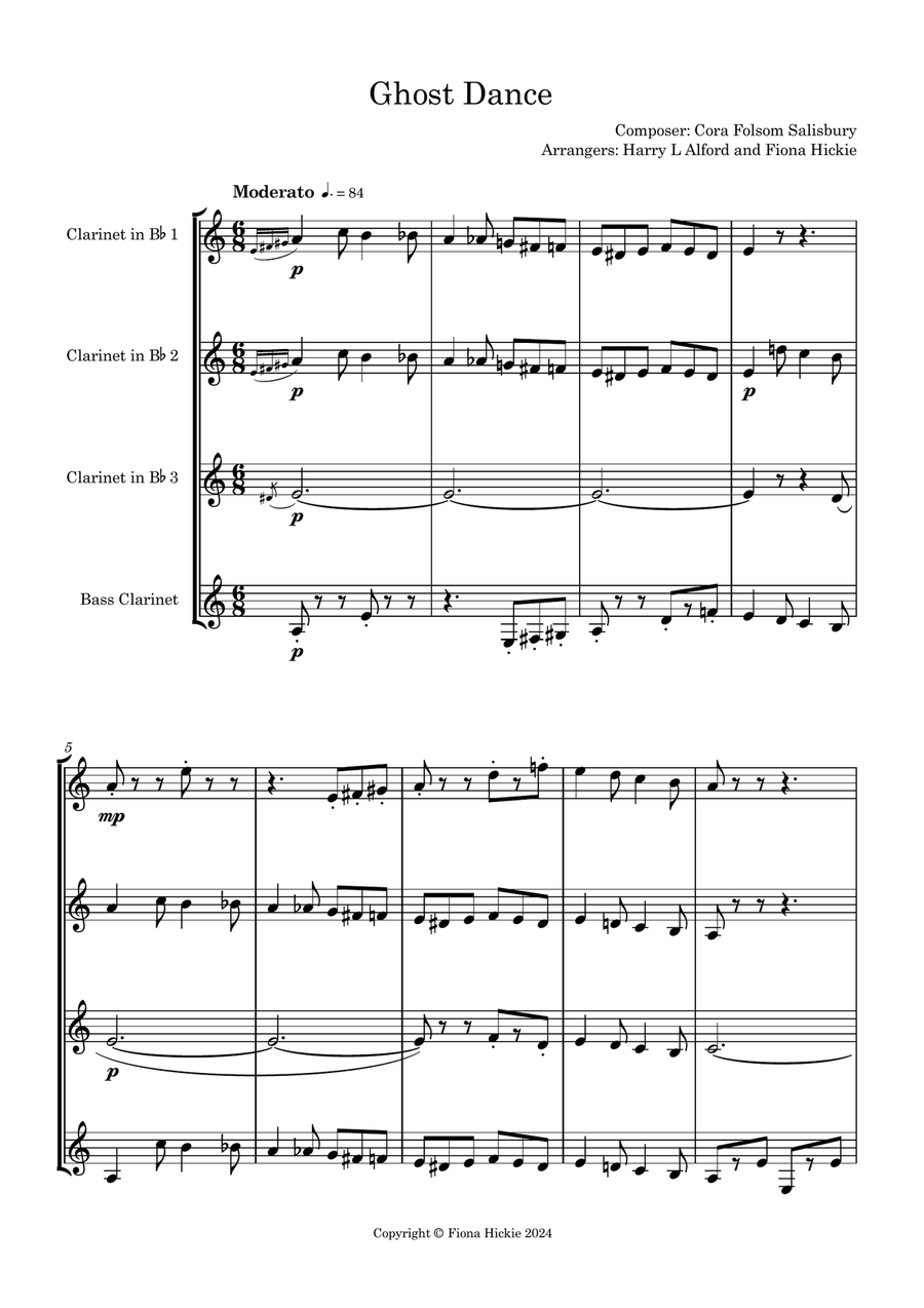 Ghost Dance Ghost Dance Clarinet Quartet scores gallery preview page 2