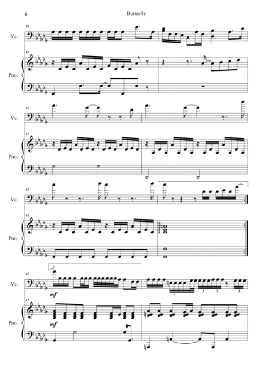 Butterfly Piano scores gallery preview page 6