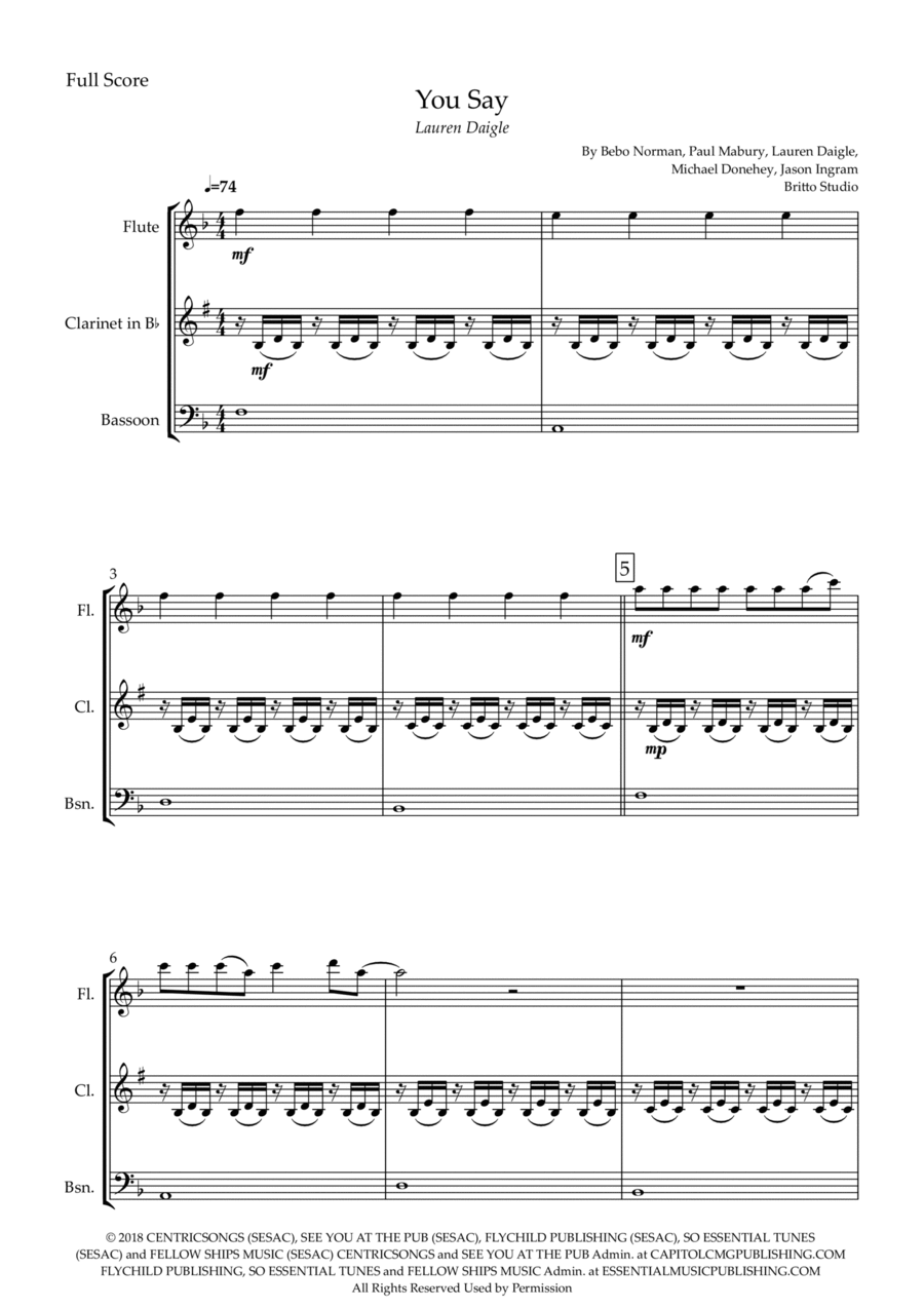 You Say You Say Woodwind Trio scores gallery preview page 1