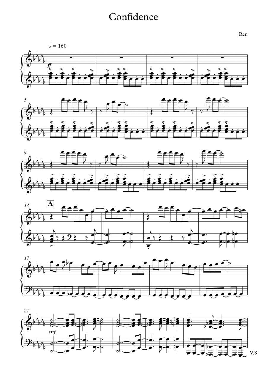 Confidence (Keyboard I Section) Piano Solo scores gallery preview page 1
