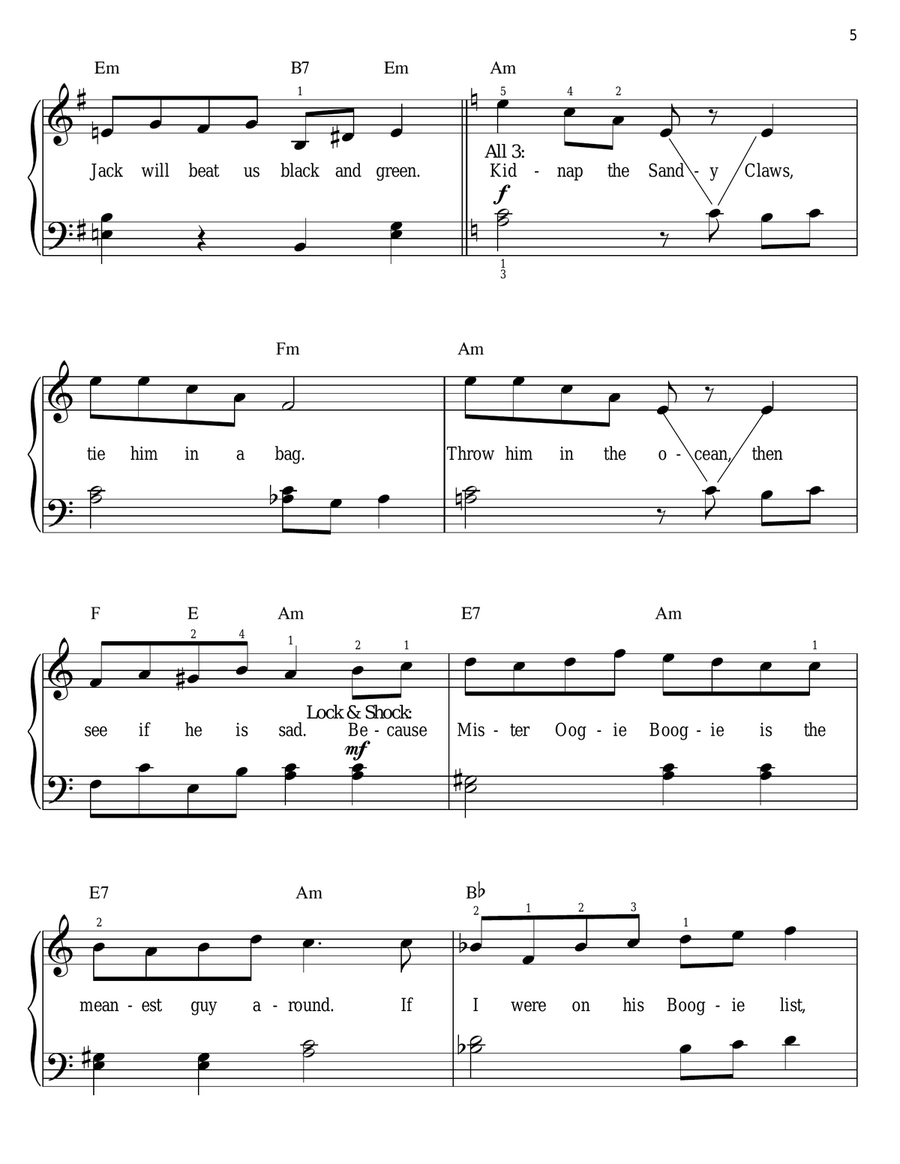 Kidnap The Sandy Claws (from The Nightmare Before Christmas) Easy Piano scores gallery preview page 5