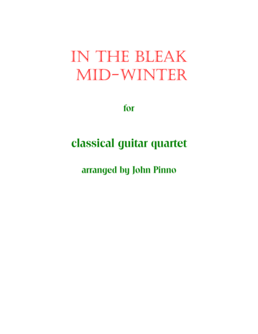 In the Bleak Mid-Winter for Classical Guitar Quartet Guitar Ensemble scores gallery preview page 1