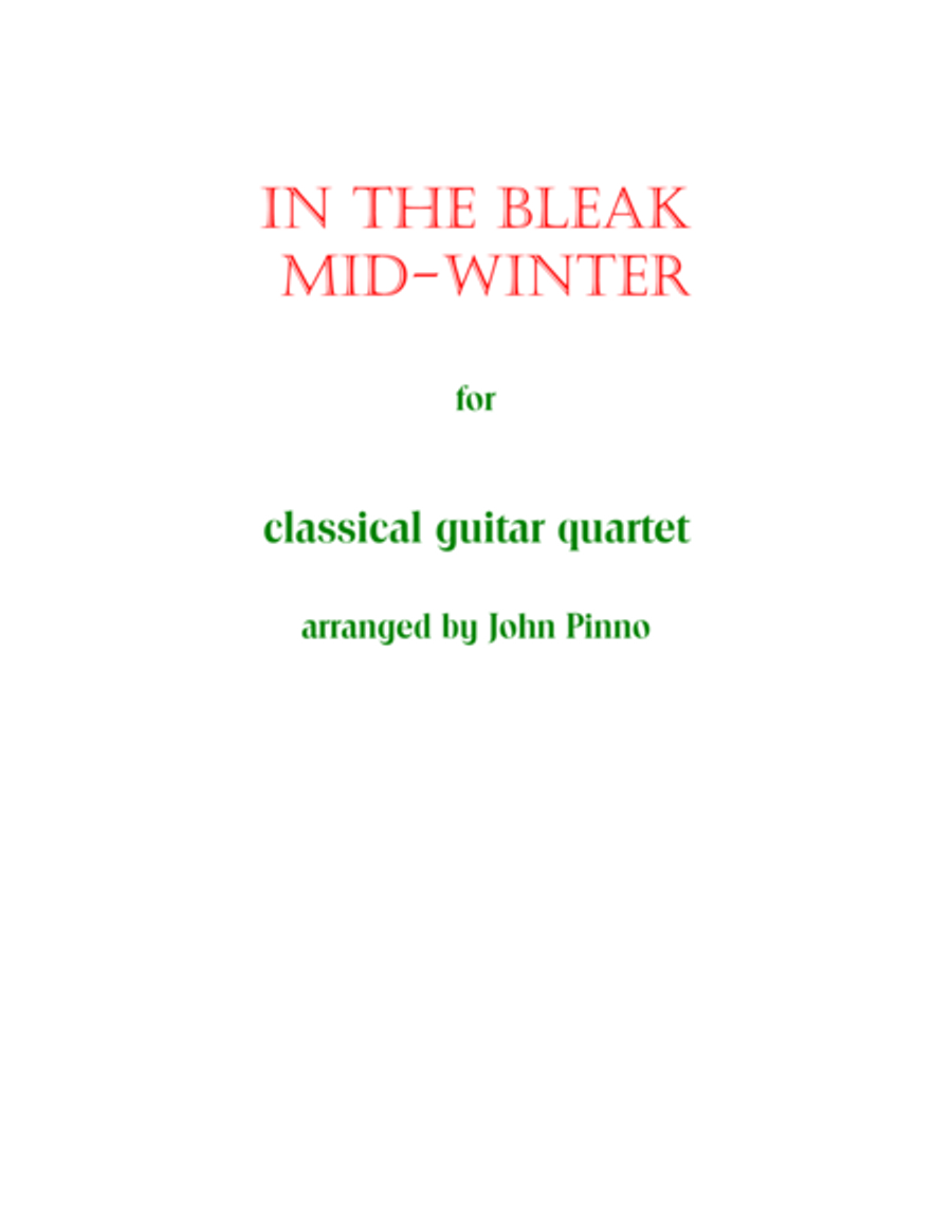 In the Bleak Mid-Winter for Classical Guitar Quartet