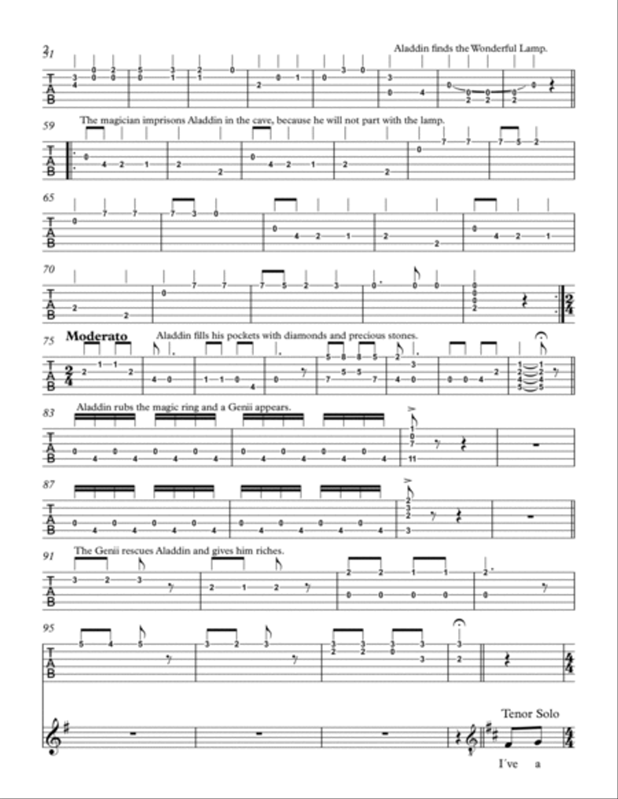 Aladdin or The Wonderful Lamp Acoustic Guitar scores gallery preview page 2