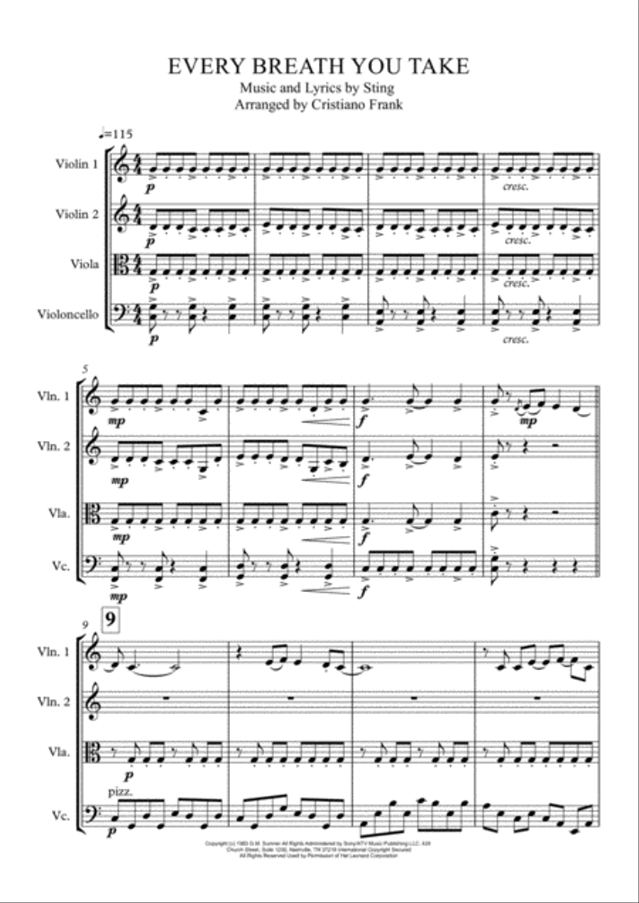 Every Breath You Take String Quartet scores gallery preview page 2