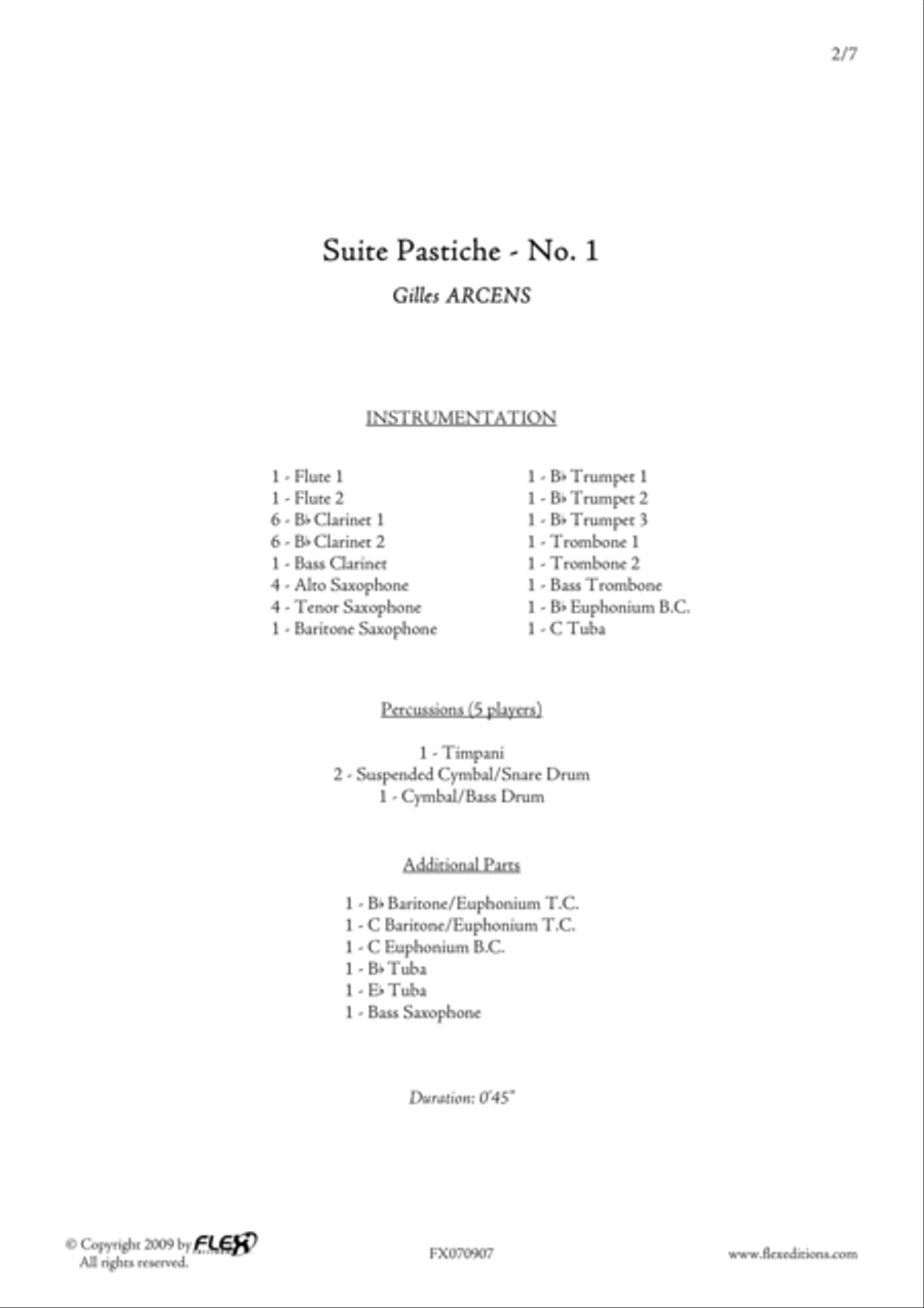 Suite Pastiche: No. 1 Concert Band scores gallery preview page 2