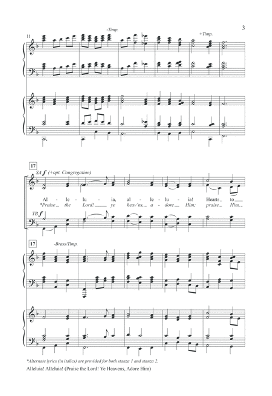 Alleluia! Alleluia!/Praise the Lord! Ye Heavens, Adore Him 4-Part scores gallery preview page 3