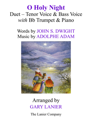 Book cover for O HOLY NIGHT (Duet - Tenor Voice, Bass Voice with Bb Trumpet & Piano - Score & Parts included)