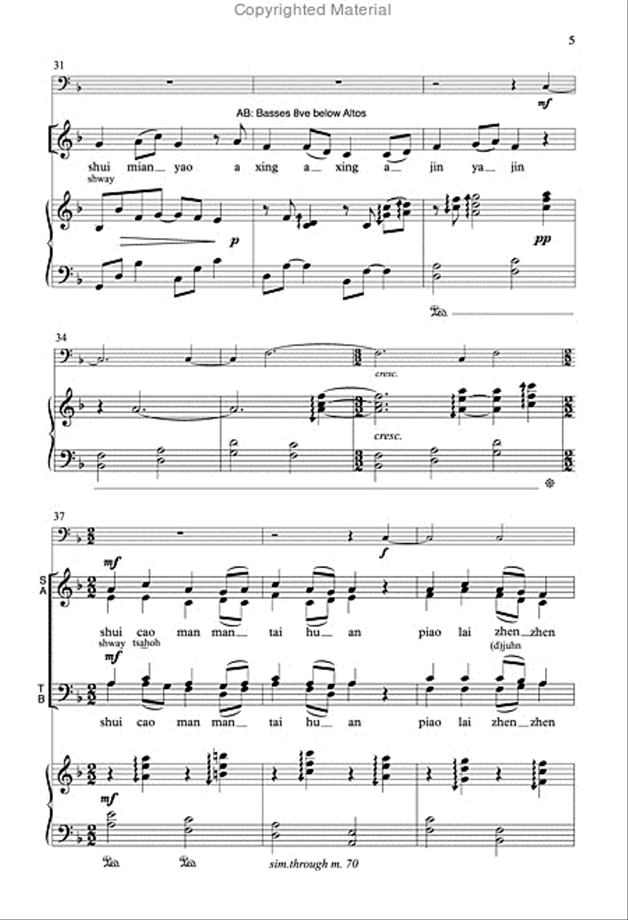 Boat on Tai Lake - SATB Octavo 4-Part scores gallery preview page 4