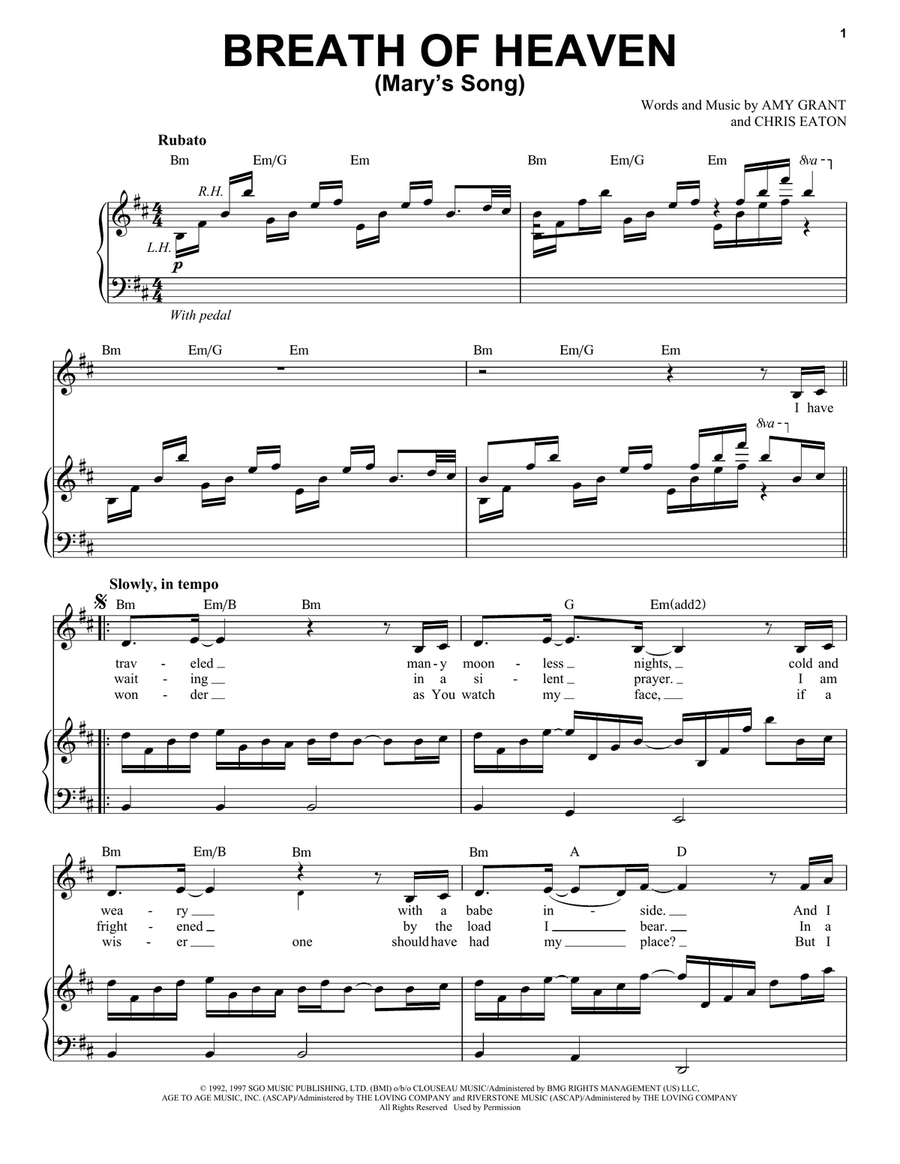 Breath Of Heaven (Mary's Song) Voice scores gallery preview page 1